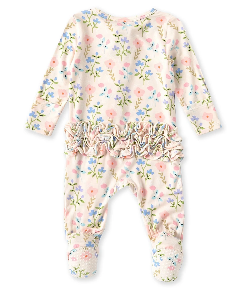 Angel Dear Baby Girls Long Sleeve Multi Floral Print Footie Coverall