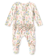 Angel Dear Baby Girls Long Sleeve Multi Floral Print Footie Coverall