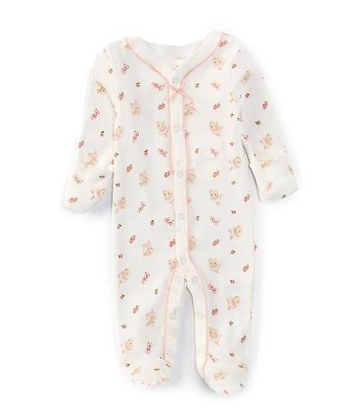 Starting Out Baby Girls Long Sleeve Fold-Over Cuffs Ballet Print Footie Coverall