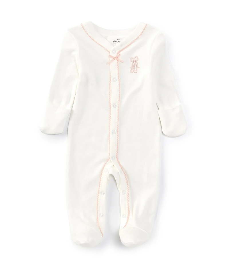 Starting Out Baby Girls Newborn-9 Months Round Neck Long Sleeve Embroidered Ballet Coverall