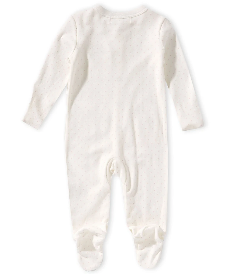 Starting Out Baby Girls Long Sleeve Zoo Animals Embroidery Polka Dot Print Footed Coverall & Headband Set