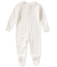 Starting Out Baby Girls Long Sleeve Zoo Animals Embroidery Polka Dot Print Footed Coverall & Headband Set