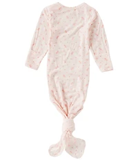 Starting Out Baby Girls Long Sleeve Fold-Over Cuffs Ballet Print Knotted Gown