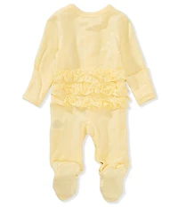 Starting Out Baby Girls Long Sleeve Ruffle Footie Coverall & Matching Bow Headband Set
