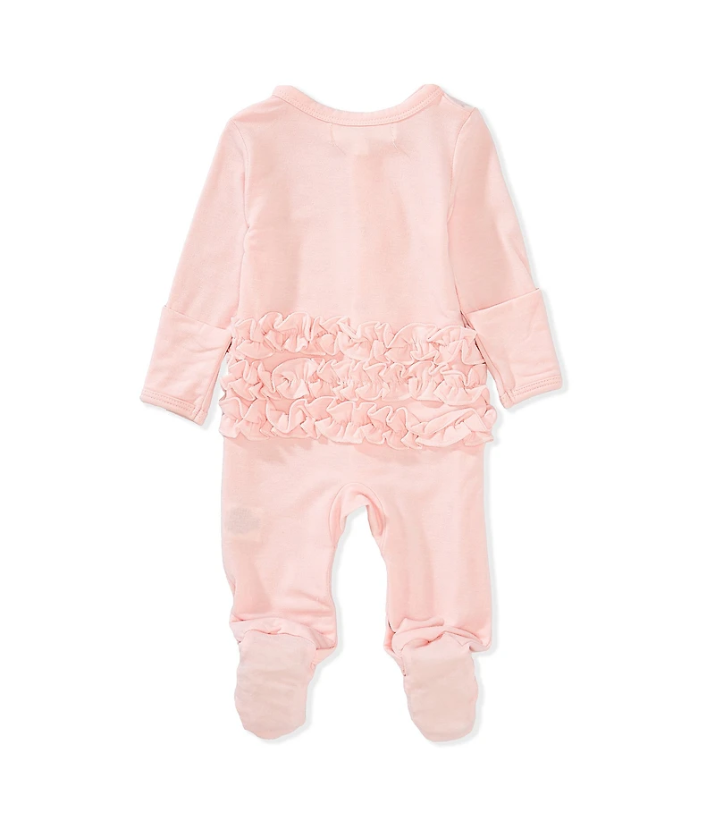 Starting Out Baby Girls Long Sleeve Ruffle Footie Coverall & Matching Bow Headband Set
