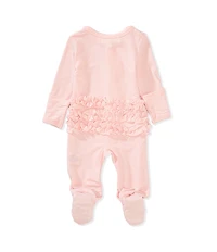 Starting Out Baby Girls Long Sleeve Ruffle Footie Coverall & Matching Bow Headband Set