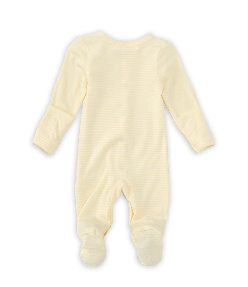 Starting Out Baby Stripe Long Sleeve Ruffle Footed Coverall & Matching Knotted Hat Set