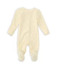 Starting Out Baby Stripe Long Sleeve Ruffle Footed Coverall & Matching Knotted Hat Set