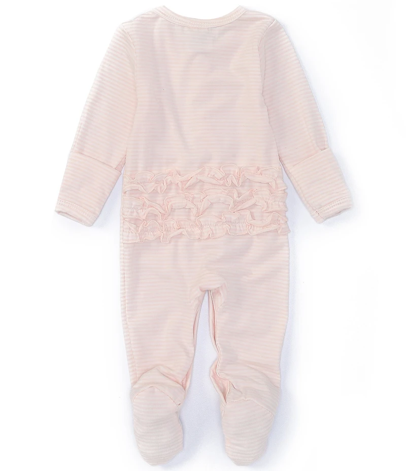 Starting Out Baby Girls Stripe Long Sleeve Ruffle Footie Coverall & Matching Bow Headband Set