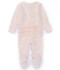 Starting Out Baby Girls Stripe Long Sleeve Ruffle Footie Coverall & Matching Bow Headband Set