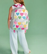 STATE Bags Kane Double Pocket Happy Fuzzy Hearts Metallic Backpack