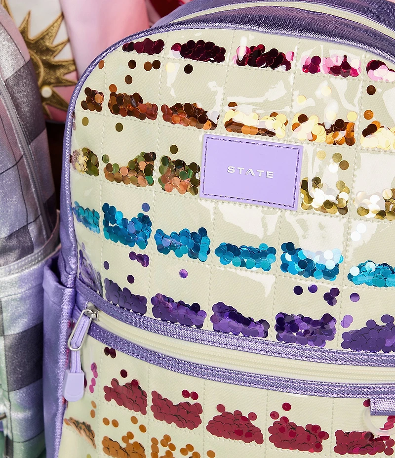 STATE Bags Kane Double Pocket Lilac Quilted Sequins Backpack