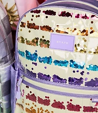 STATE Bags Kane Double Pocket Lilac Quilted Sequins Backpack