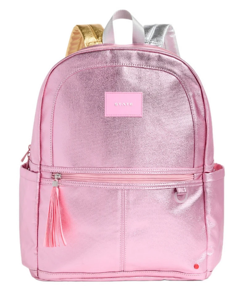 STATE Bags Kids Kane Pink/Silver Double Pocket Large Backpack