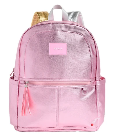 STATE Bags Kids Kane Pink/Silver Double Pocket Large Backpack