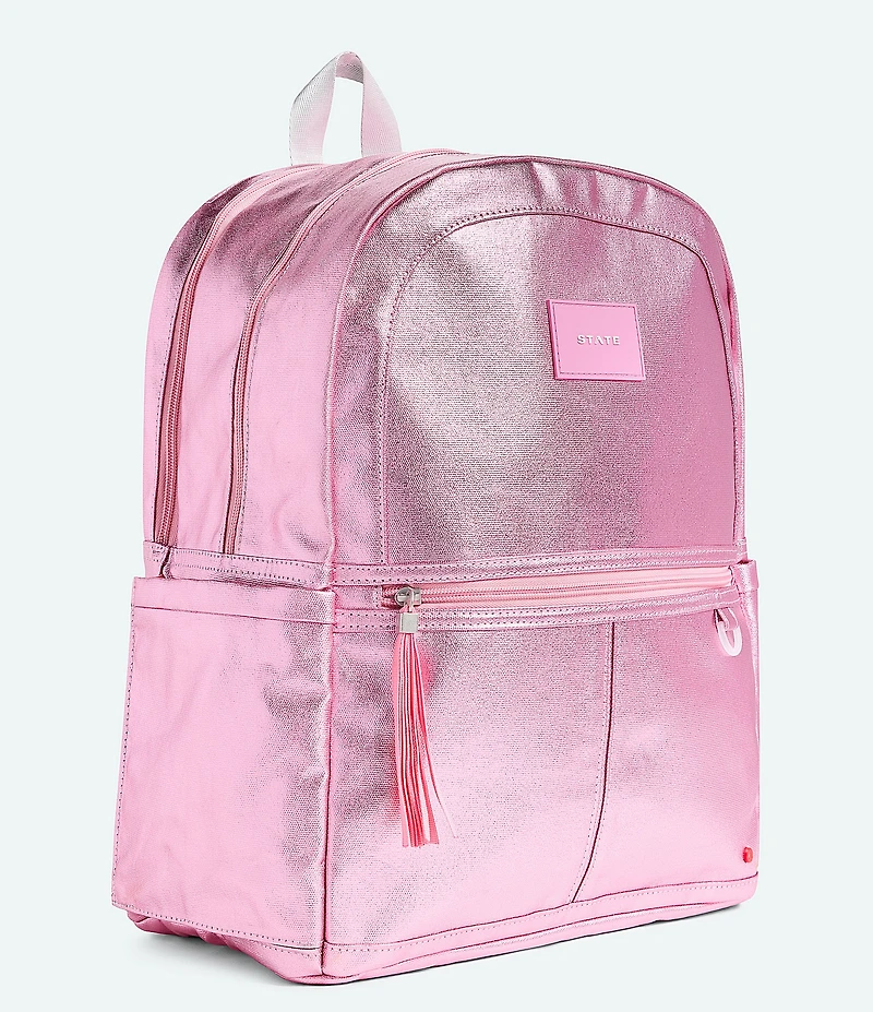 STATE Bags Kids Kane Pink/Silver Double Pocket Large Backpack