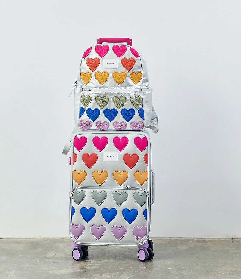 STATE Bags Kids Kane Fuzzy Hearts Double Pocket Backpack