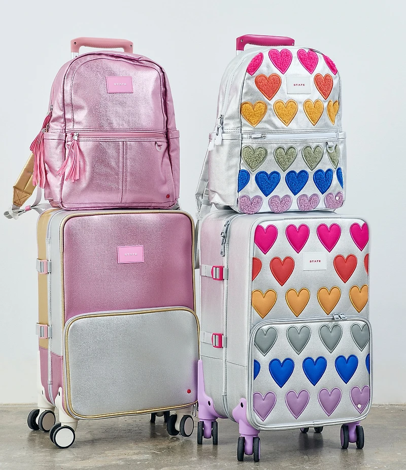 STATE Bags Kids Kane Fuzzy Hearts Double Pocket Backpack