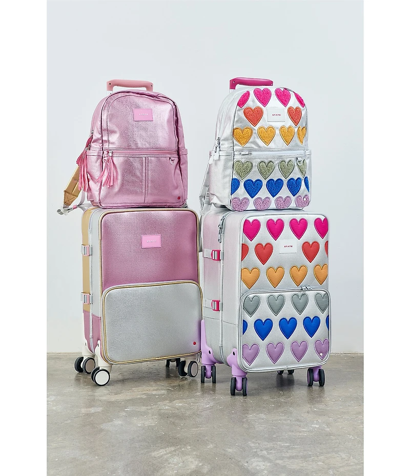 STATE Bags Kids Kane Pink/Silver Double Pocket Backpack