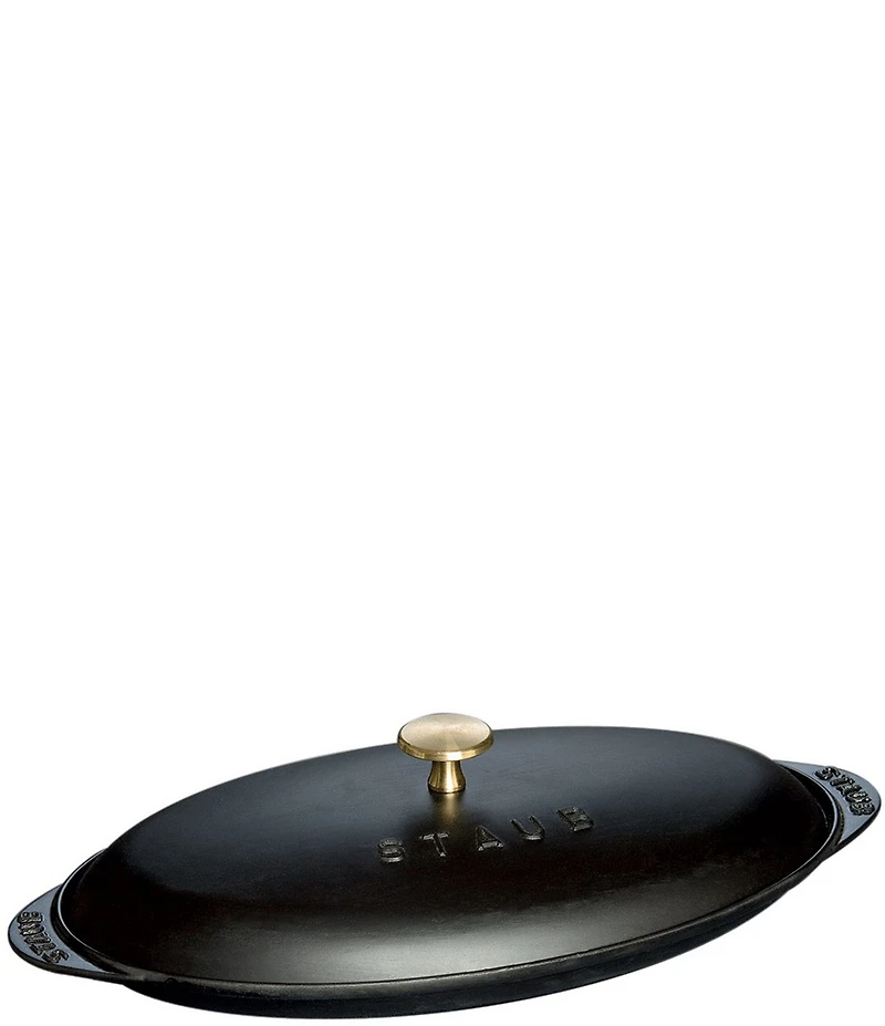 Staub Cast Iron 12.25#double; Oval Covered Fish Pan