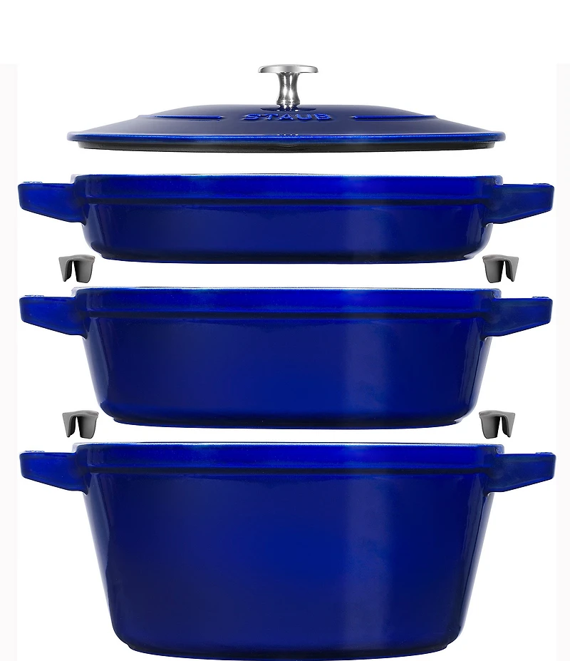 Staub Cast Iron Set 4-Piece Stackable Space-Saving Cookware Set