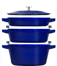 Staub Cast Iron Set 4-Piece Stackable Space-Saving Cookware Set