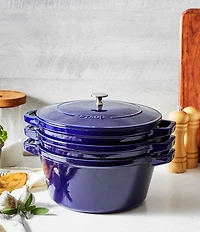 Staub Cast Iron Set 4-Piece Stackable Space-Saving Cookware Set