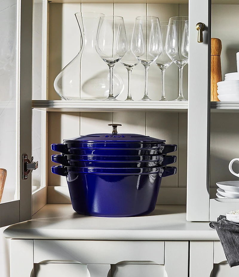 Staub Cast Iron Set 4-Piece Stackable Space-Saving Cookware Set
