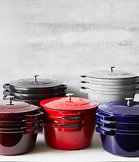 Staub Cast Iron Set 4-Piece Stackable Space-Saving Cookware Set