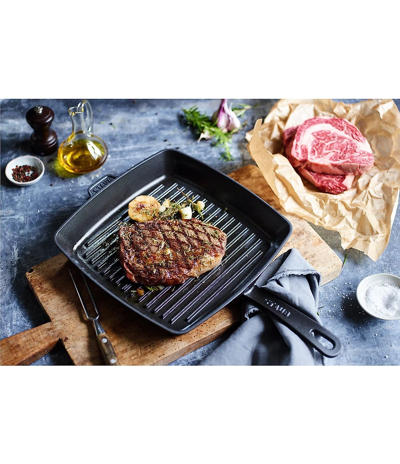 Staub Cast Iron Square Grill Pan, 12#double;