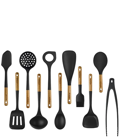 Staub Silicone with Wood Handle 11-Piece Cooking Utensil Set
