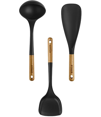 Staub Silicone with Wood Handle 3-Piece Cooking Utensil Set
