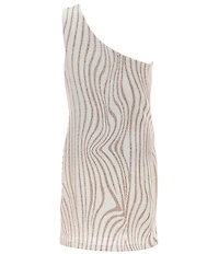 Stella 88 Big Girls One-Shoulder Swirl-Pattern Sheath Dress