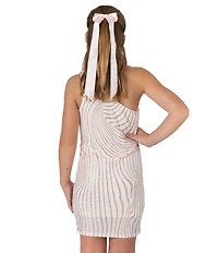 Stella 88 Big Girls One-Shoulder Swirl-Pattern Sheath Dress