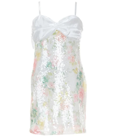 Stella 88 Big Girls Sleeveless Satin Sequin Embellished Floral Empire Waist Dress