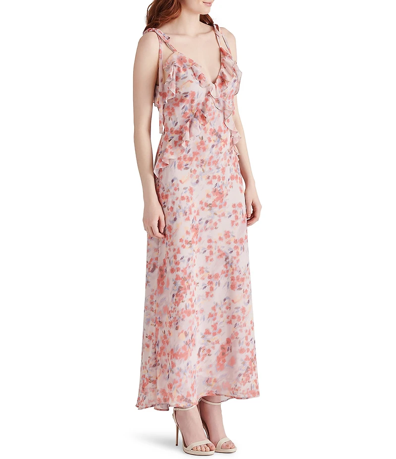 Steve Madden Adalina Floral Print V-Neck Sleeveless Maxi Dress