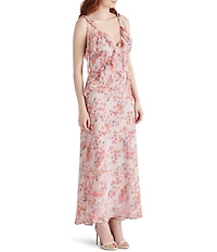 Steve Madden Adalina Floral Print V-Neck Sleeveless Maxi Dress