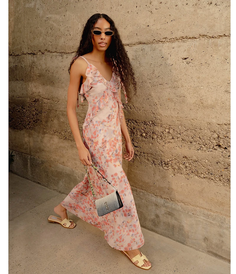 Steve Madden Adalina Floral Print V-Neck Sleeveless Maxi Dress