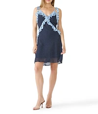 Steve Madden Adalina Polka Dot Print V-Neck Sleeveless Chiffon Mini Dress