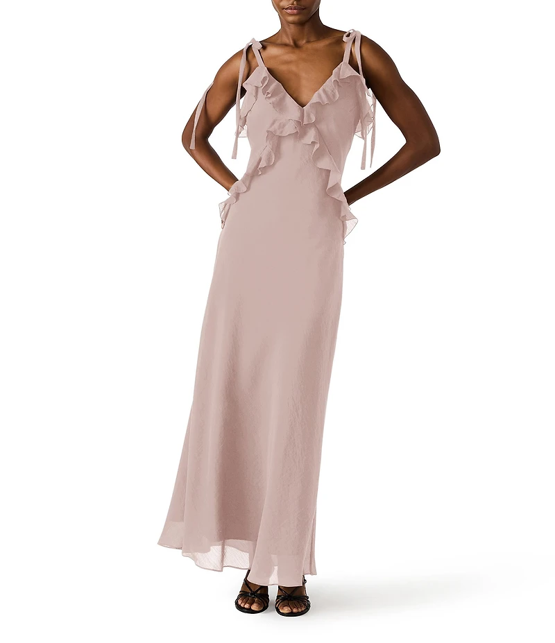 Steve Madden Adalina V-Neck Sleeveless Ruffle Maxi Dress