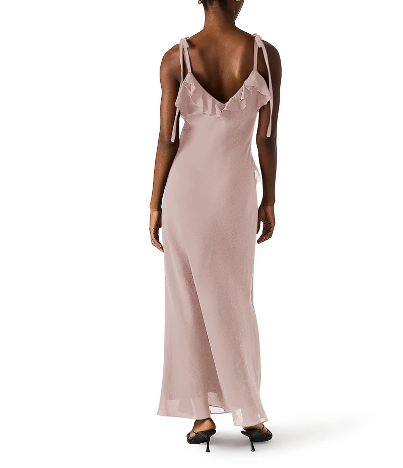 Steve Madden Adalina V-Neck Sleeveless Ruffle Maxi Dress