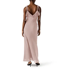 Steve Madden Adalina V-Neck Sleeveless Ruffle Maxi Dress