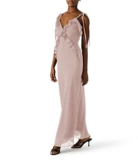 Steve Madden Adalina V-Neck Sleeveless Ruffle Maxi Dress