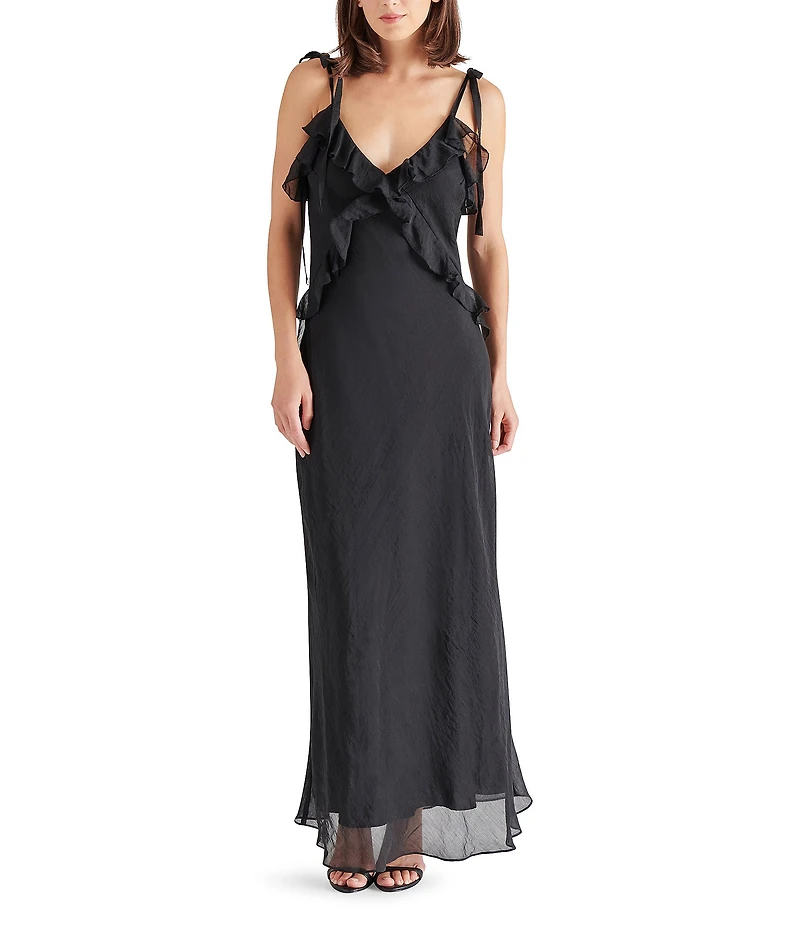 Steve Madden Adalina V-Neck Sleeveless Ruffle Maxi Dress