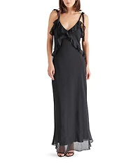 Steve Madden Adalina V-Neck Sleeveless Ruffle Maxi Dress