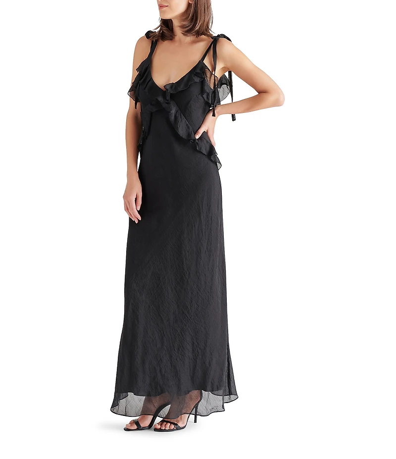 Steve Madden Adalina V-Neck Sleeveless Ruffle Maxi Dress