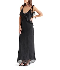Steve Madden Adalina V-Neck Sleeveless Ruffle Maxi Dress