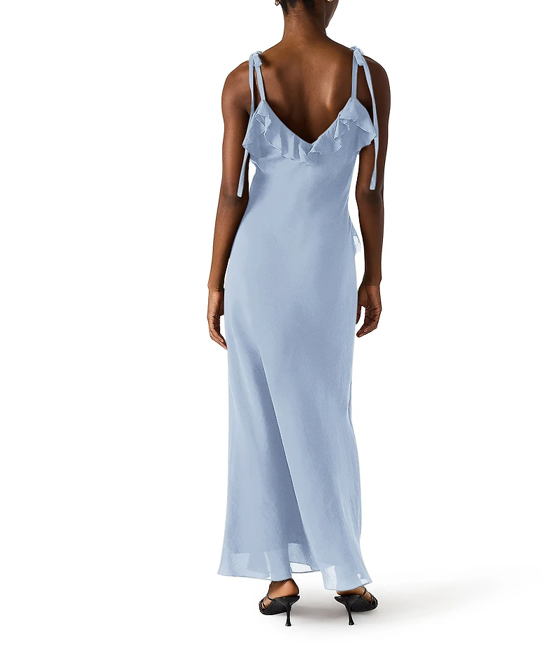 Steve Madden Adalina V-Neck Sleeveless Ruffle Maxi Dress