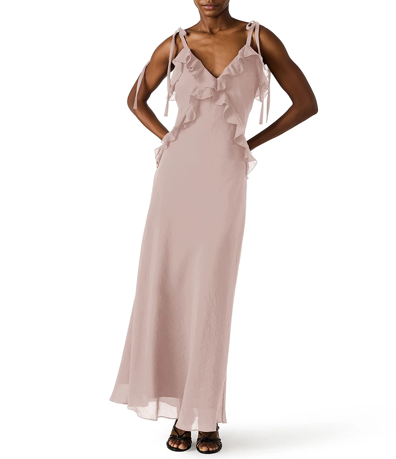 Steve Madden Adalina V-Neck Sleeveless Ruffle Maxi Dress
