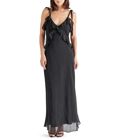 Steve Madden Adalina V-Neck Sleeveless Ruffle Maxi Dress